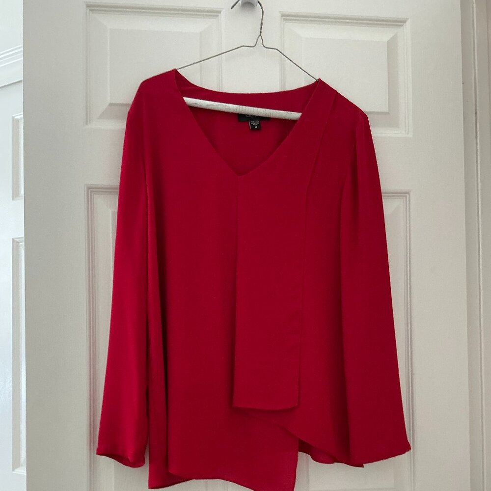 Karen Kane Long Sleeve Blouse Color: Red, Size Medium